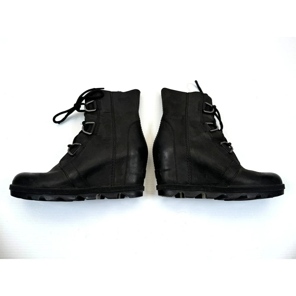Sorel Joan of‎ Arctic Wedge II Waterproof Boots Women 6.5 Lace Up Leather Ankle